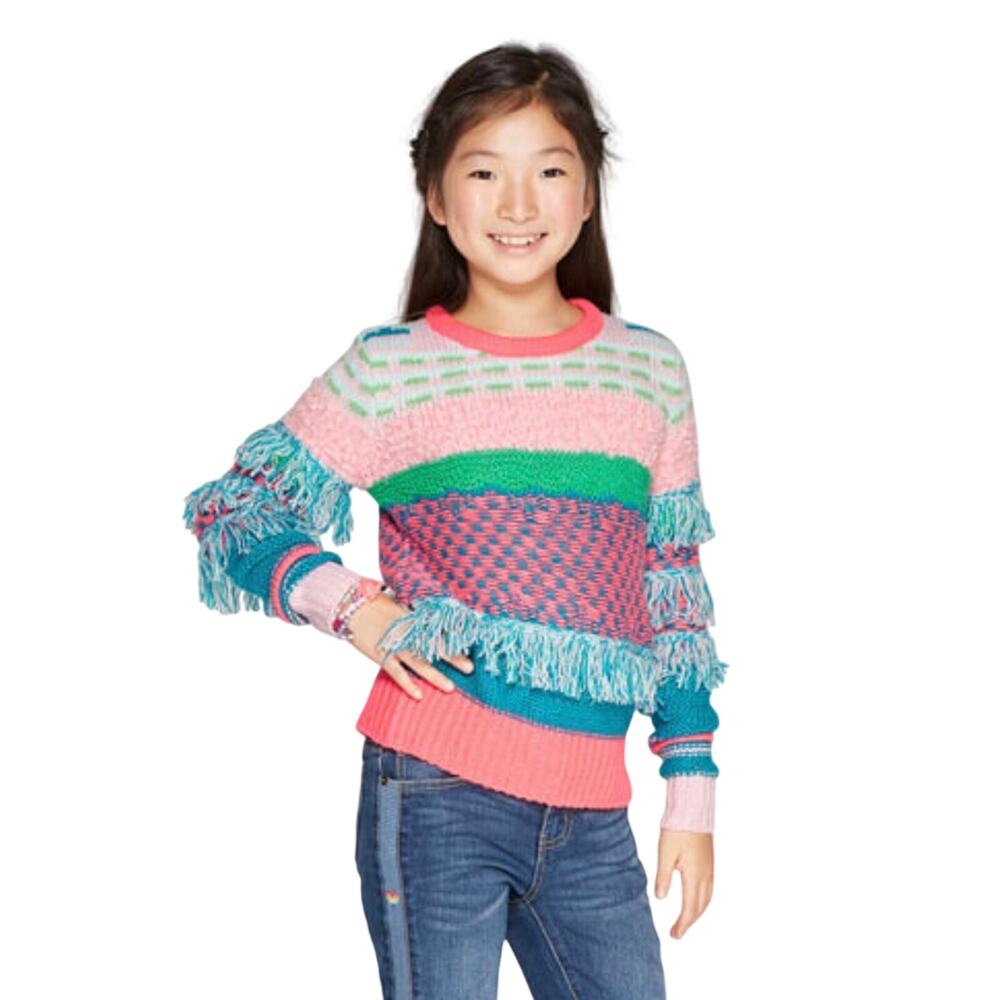 Cat & Jack Girls Fringe Pullover Sweater Size L (10/12)